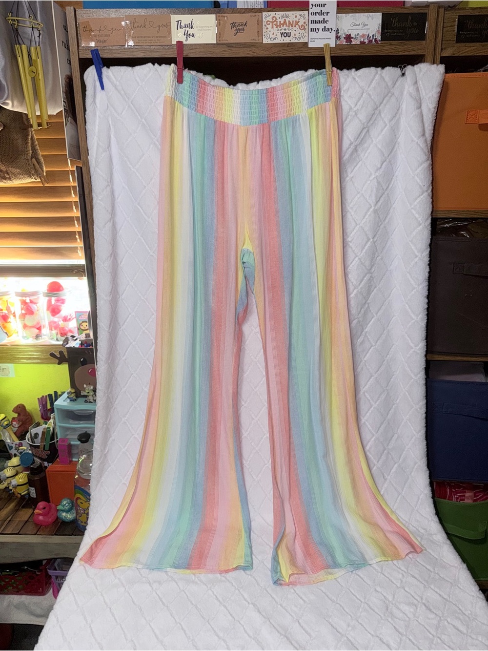 Xhilaration Pastel Rainbow Striped Flare Pants
